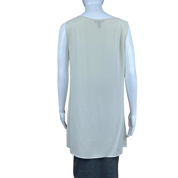 Eileen Fisher Silk Georgette Crepe Tank Top SMALL Bateau Neck Quiet Luxury - Picture 12 of 14